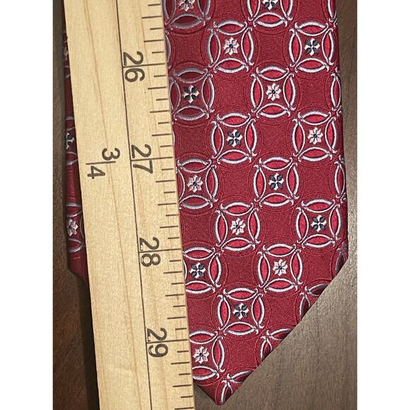 Croft & Barrow Red Blue 100% Silk Men’s Neck Tie - Picture 5 of 9